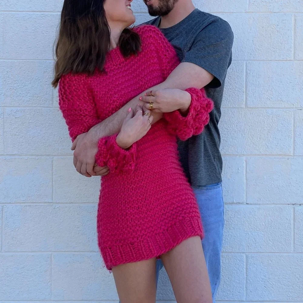 Macaron Bubble Hot Pink Chunky Knit Sweater - Picture 6 of 6